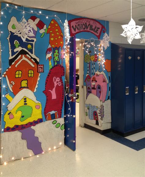 The Grinch Door Decorations For School. . Whoville door decorations